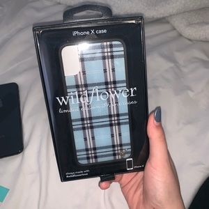 NEW BLUE PLAID WILDFLOWER IPHONE X PHONE CASE